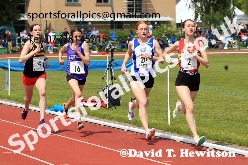 Womens Under-17s 800 metres, 2022 Northern Inter Counties U17s and U15s Track and Field, York, Thursday, June 2nd. Photo: David T. Hewitson/Sports for All Pics